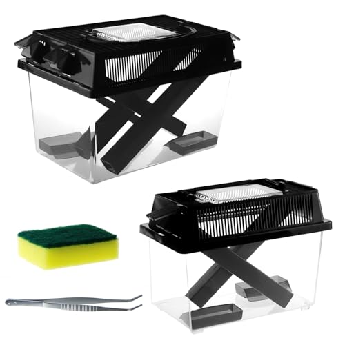 2er-Pack Tierhalter, große und mittlere Größen, ausgestattet mit Lebensmittelpinzette und Bürsten, Cricket-Stift mit Spenderröhrchen, Insektenhalter für Reptilien, Bartagamen, Gecko, Eidechsen 2er-Pack Tierhalter, große und mittlere Größen, ausgestattet mit Lebensmittelpinzette und Bürsten, Cricket-Stift mit Spenderröhrchen, Insektenhalter für Reptilien, Bartagamen, Gecko, Eidechsen von SORWATEE