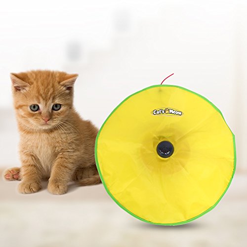 SOULONG Gelb Katzenspielzeug, 4 Geschwindigkeitsmodi Interaktive Spielzeug mit einem Undercover Ratte, Elektrisches Katzenspielzeug aus hochwertigem Nylontuch von SOULONG