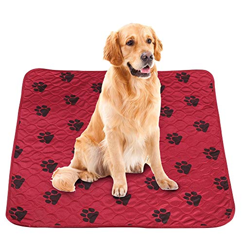 SOULONG Pee Matte Pads Hunde Welpen Inkontinenz-Unterlage Waschbar bis 60° Saugfähig Wiederverwendbar Wasser-undurchlässig 4-Schicht Design (80 * 90cm-Rot) von SOULONG