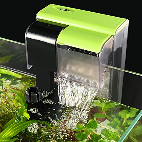 SOUSLOW Filter für Aquarium, Fischtankfilter, Einstellbarer Wasserfluss, Sauerstoffzirkulation Wasserfall, Wasserfallfilter, 450 l/h für 10-100 Liter Fischtank von SOUSLOW