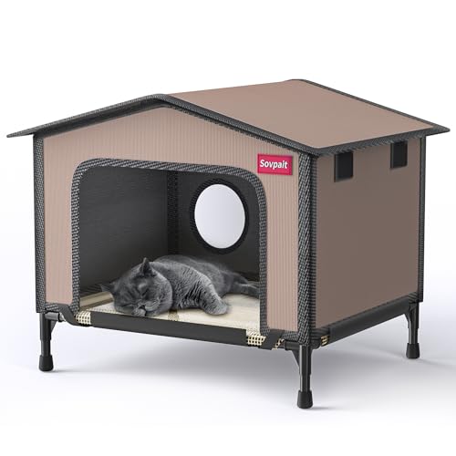 SOVPAI Katzenhaus für draußen, wasserdichtes Katzenhaus für streunende Haustiere, geeignet für Outdoor/Indoor-Katzen, einfach zu montieren und zu reinigen, geeignet für mehrere Haustiere und große von SOVPAIT