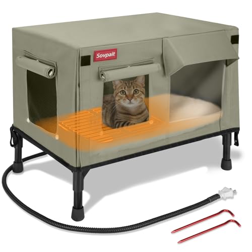 SOVPAIT Beheiztes Katzenhaus aus Nylon, wasserdichtes Gewebe, stark unterstützendes Eisenrohr, für den Außenbereich, kann drinnen und draußen verwendet werden, Winter, Sommer, Katzenhaus-Unterschlupf SOVPAIT Beheiztes Katzenhaus aus Nylon, wasserdichtes Gewebe, stark unterstützendes Eisenrohr, für den Außenbereich, kann drinnen und draußen verwendet werden, Winter, Sommer, Katzenhaus-Unterschlupf von SOVPAIT