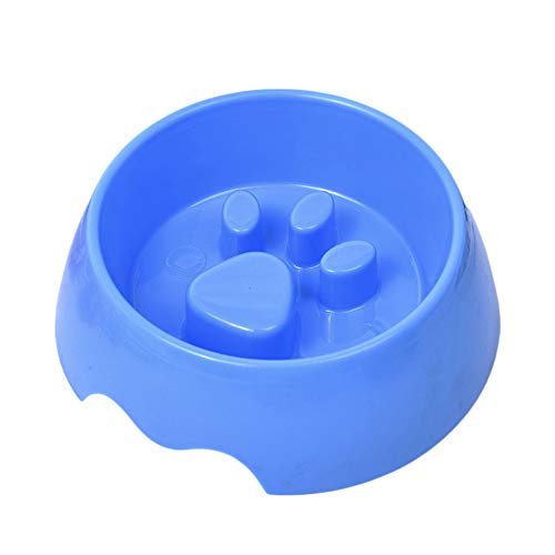 Hundenapf, niedlicher, erhabener Pfotenabdruck, langsamer Fressnapf for Hunde und Katzen, umweltfreundlicher Futternapf for unterwegs oder zu Hause, Pink/183 (Color : Blue) von SOYDAN