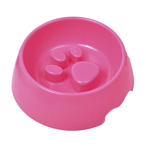 Hundenapf, niedlicher, erhabener Pfotenabdruck, langsamer Fressnapf for Hunde und Katzen, umweltfreundlicher Futternapf for unterwegs oder zu Hause, Pink/183 (Color : Pink) von SOYDAN