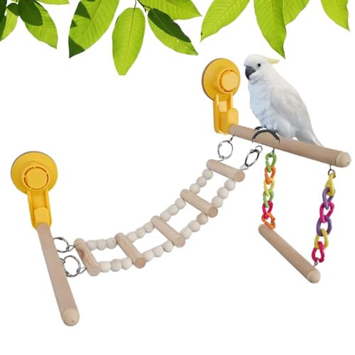 【Idealer Komfort】 Sicher für Papageien konzipiert, wird diese Saugnapfvogelstange mit 2 stabilen Bechern geliefert, die fest an einer glatten Wand haften, und die Holzstäbe sind rutschfest und sorgen von SOYDAN