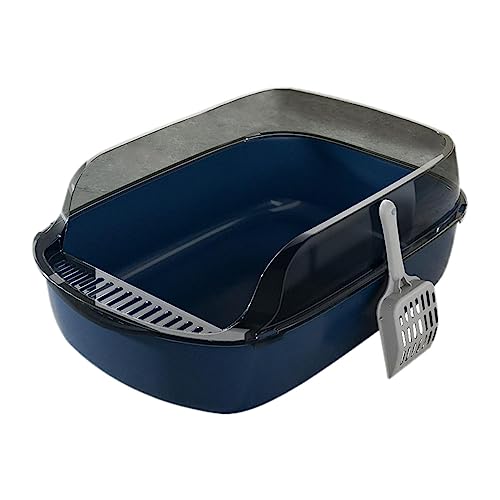 Katze, Katzentoilette, schmutzabweisend, spritzwassergeschützt, halbgeschlossen, Stabiler Streuschutz, Bettpfanne for Katzen, große Katzentoilette mit offener Oberseite, Blau/5 (Color : Blue, Size : von SOYDAN