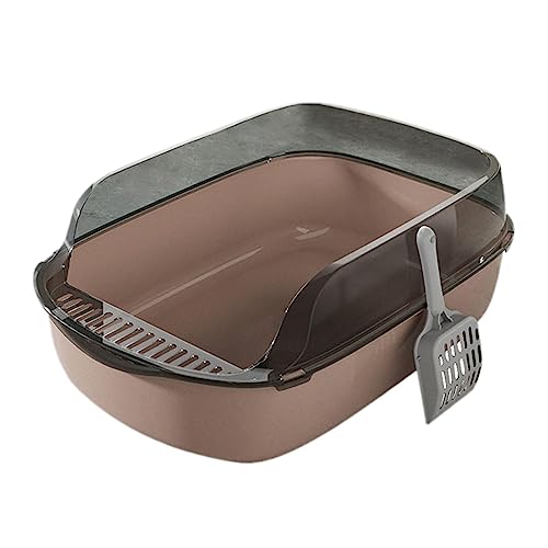 Katze, Katzentoilette, schmutzabweisend, spritzwassergeschützt, halbgeschlossen, Stabiler Streuschutz, Bettpfanne for Katzen, große Katzentoilette mit offener Oberseite, Blau/5 (Color : Brown, Size von SOYDAN