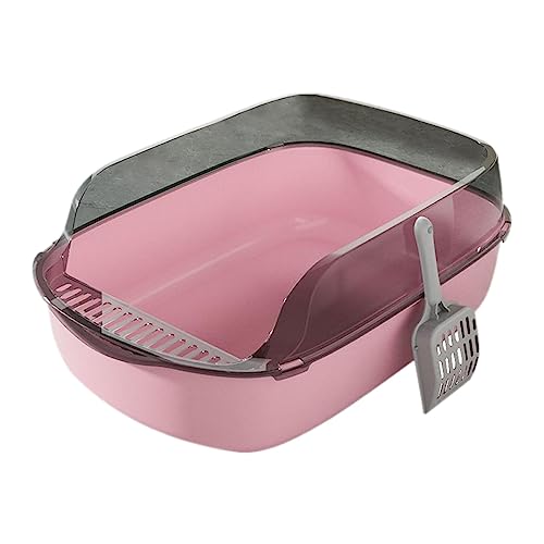 Katze, Katzentoilette, schmutzabweisend, spritzwassergeschützt, halbgeschlossen, Stabiler Streuschutz, Bettpfanne for Katzen, große Katzentoilette mit offener Oberseite, Blau/5 (Color : Pink, Size : von SOYDAN