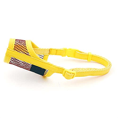 Maulkorb for Hunde gegen Beißen, Bellen und Kauen, mit bequemem, weichem Mesh-Gewebe und verstellbarem Riemen /26 (Color : Yellow, Size : Medium) von SOYDAN