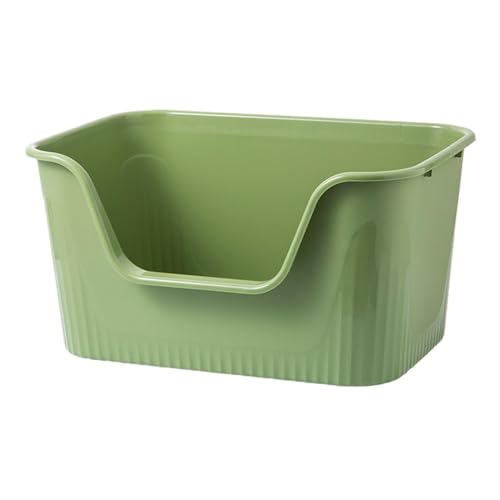 Offene Haustiertoilette, Katzentoilette, spritzwassergeschützt, Katzensandkasten, Bettpfanne, tragbar, mit hoher seitlicher Katzentoilette, Grau/2 (Color : Green, Size : 44.5x38x22.5cm) von SOYDAN