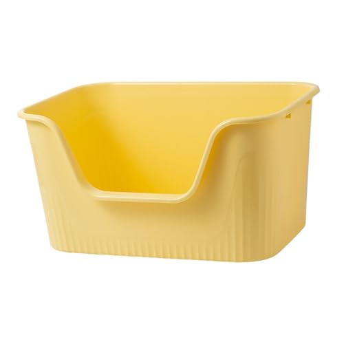 Offene Haustiertoilette, Katzentoilette, spritzwassergeschützt, Katzensandkasten, Bettpfanne, tragbar, mit hoher seitlicher Katzentoilette, Grau/2 (Color : Yellow, Size : 44.5x38x22.5cm) von SOYDAN