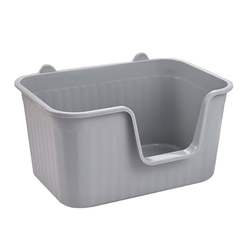 Offene Katzentoilette, Katzentoilette, spritzwassergeschützt, tragbar, stabil, for Katzen, Bettpfanne, Heimtierbedarf, hohe Seiten, for Katzentöpfchen, Grün, Größe L/22 (Color : Grey L, Size : Large von SOYDAN