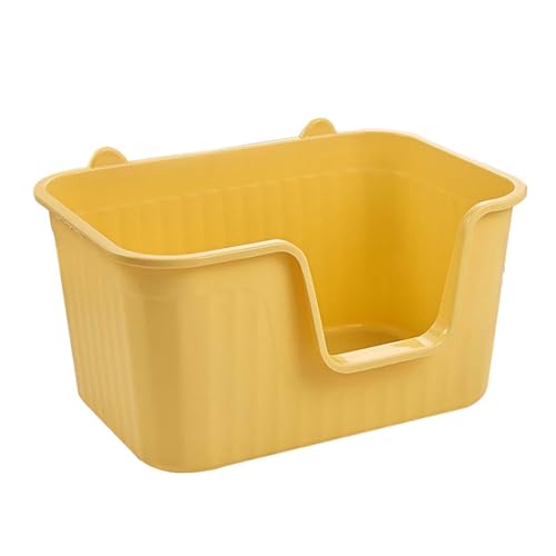 Offene Katzentoilette, Katzentoilette, spritzwassergeschützt, tragbar, stabil, for Katzen, Bettpfanne, Heimtierbedarf, hohe Seiten, for Katzentöpfchen, Grün, Größe L/22 (Color : XL Yellow, Size : La von SOYDAN