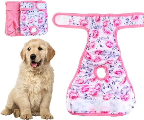 Physiologische Hosen for Haustiere, Bequeme, auslaufsichere Stoffwindeln, for Hunde, Belästigung, physiologische Hosen, kompatibel mit Schwarz XL276 (Color : Pink, Size : L) von SOYDAN
