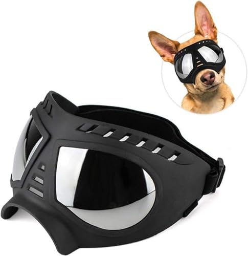 Hundebrille, verstellbar, Anti-Staub, Dunst, Wind, Schnee, UV-Schutz, Sonnenbrille für mittelgroße und große Hunde (Nasensteg: 6 cm) von Sozy
