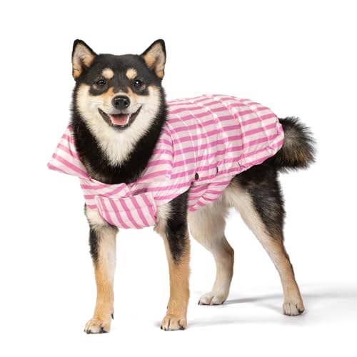 SPACE LION Hunde-Pufferjacke, Daunen-Wintermantel, wasserdicht, winddicht, leichte Hundejacke, verstellbare Passform, Hundemantel für kleine, mittelgroße und große Hunde (Rosa, S) von SPACE LION