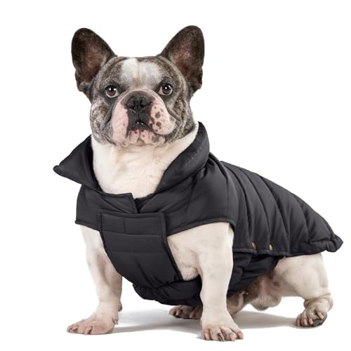 SPACE LION Pufferjacke, Daunenwintermantel, wasserdicht, winddicht, leichte Jacke, verstellbare Passform für kleine, mittelgroße und große Hunde (Schwarz, XL) von SPACE LION