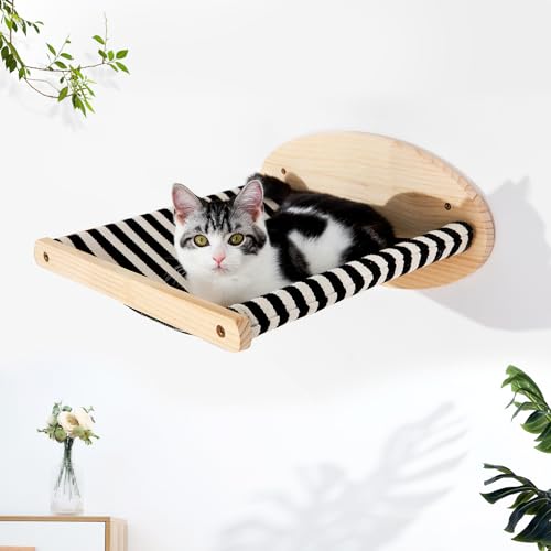 SPAKITCHCE Katzenhängematte zur Wandmontage, Katzenregale und Sitzstangen für die Wand, Katzenwandbettmöbel zum Schlafen, Spielen, Klettern und Faulenzen, schwarz-weiße Hängematte für den Innenbereich von SPAKITCHCE