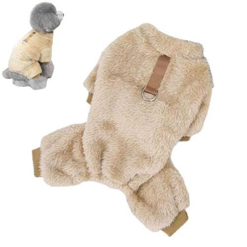 Fleece Pet Elastischer Overall mit Zugring, Fleece Hundepullover, Warme Hundepullover für kleine Hunde und Katzen, Fleece Pet Elastischer Overall, Warme Welpen Onesie (M,Braun) von SPAYEIM