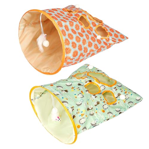 Nanecity Katze Tunnel, Nanecity Katze Tasche, Katze Tunnel Tasche, Katze Tunnel Taschen für Indoor Katzen, Zusammenklappbare interaktive Katze Bohrtasche Spielzeug mit Plüsch Ball Katze von SPAYEIM