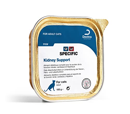 DECHRA Veterinary Products - SPECIFIC FKW Kidney Support - Nassfutter für Katzen - Mit Omega-3 und Krillöl - Reduzierter Proteingehalt zur Entlastung der Nieren - Erwachsene Tiere - 7x100g von SPECIFIC