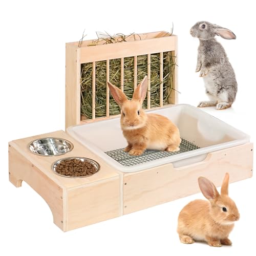 3 in 1 Extra große Kaninchen-Heu-Futterstation mit Katzentoilette, Hölzerne Hasentoilette, für Meerschweinchen, Chinchillas, Hamster, Zwergkaninchen, Frettchen, andere Kleintiere 3 in 1 Extra große Kaninchen-Heu-Futterstation mit Katzentoilette, Hölzerne Hasentoilette, für Meerschweinchen, Chinchillas, Hamster, Zwergkaninchen, Frettchen, andere Kleintiere von SPEETH