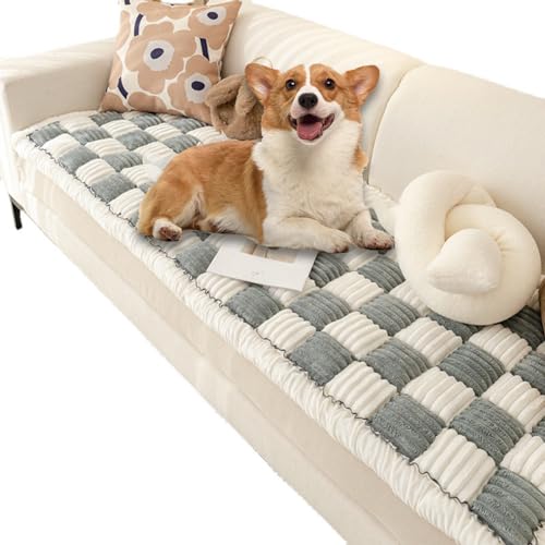 Fuzzy Chic Baumwoll-Schutz-Couchbezug, maschinenwaschbar und rutschfest, Haustiermatte, Bett-Couchbezug, Garten-Sofa-Bezug, cremefarben, kariert, Haustiermatte für die meisten Katzen, Hunde, Haustiere Fuzzy Chic Baumwoll-Schutz-Couchbezug, maschinenwaschbar und rutschfest, Haustiermatte, Bett-Couchbezug, Garten-Sofa-Bezug, cremefarben, kariert, Haustiermatte für die meisten Katzen, Hunde, Haustiere von SPIOKLFD