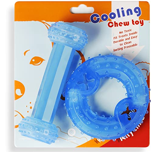 SPOFLY Kauspielzeug für Welpen, 1 Beißring und 1 Knochen zum Beißen, gefrierbar, Kauspielzeug für Hunde (Blau, Kreis) SPOFLY Kauspielzeug für Welpen, 1 Beißring und 1 Knochen zum Beißen, gefrierbar, Kauspielzeug für Hunde (Blau, Kreis) von SPOFLY