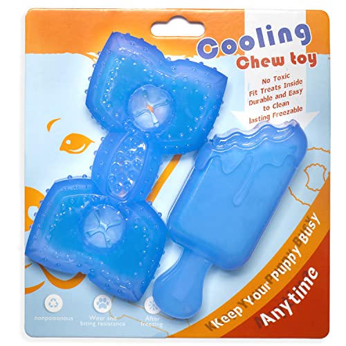 SPOFLY Kauspielzeug für Welpen, kühlendes natürliches Zahnungsgummi, 2 Stück für die Reinigung der Zähne und schützt die Mund-, gefrierbares Hunde-Kauspielzeug-Set (Blau, Eiscreme) SPOFLY Kauspielzeug für Welpen, kühlendes natürliches Zahnungsgummi, 2 Stück für die Reinigung der Zähne und schützt die Mund-, gefrierbares Hunde-Kauspielzeug-Set (Blau, Eiscreme) von SPOFLY