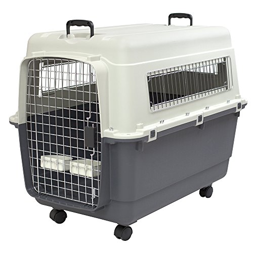 SportPet Designs Hundekäfig aus Kunststoff, rollbar, für Fluggesellschaften zugelassen, mit Drahttür, Größe XL von SPORT PET