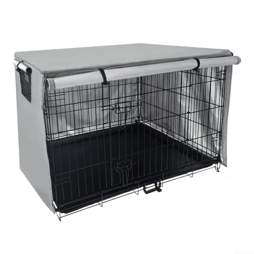 210D Oxford Tuch Hundekäfig Abdeckung mit Rollladen Eingang für Sichtkontrolle (grau 63,5 x 48 cm) von SPORTARC