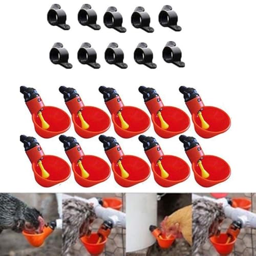 Geflügel Wasserversorgung Einfach gemacht 10er Set Automatische Trinkbecher mit Kolben Design von SPORTARC