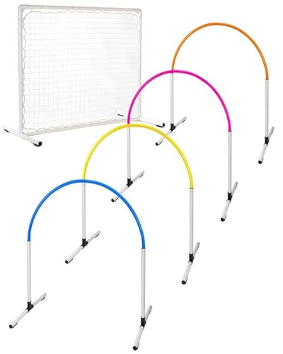 SPORTIKEL24 Hoopers Anfänger-Set – 4 Hoops + Gate – Kunststoff – VDH-konform – Hundesport Komplettset (Weiß/Bunt) von SPORTIKEL24