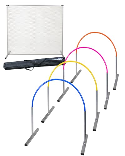 SPORTIKEL24 Hoopers Anfänger-Set - ALU - 4 Hoops mit ALU-Basis, 1 Gate aus ALU (Blau/Gelb) von SPORTIKEL24