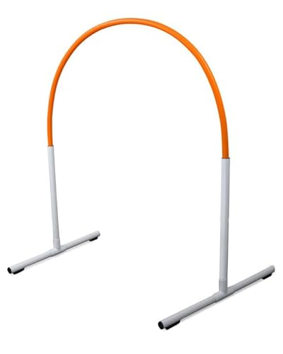 SPORTIKEL24 Hoopers Hoop aus Kunststoff – verletzungsfreier Hundesport – flexibel & wetterfest – VDH-konform – Weiße Basis mit Bögen in 6 Farben (Weiß/Orange) von SPORTIKEL24