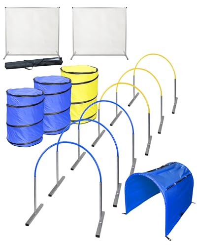 SPORTIKEL24 Hoopers-Set Profi - ALU - 6 Hoops mit ALU-Basis, 3 Tonnen, 2 Gates aus ALU, 1 Tunnel (Blau/Gelb) von SPORTIKEL24