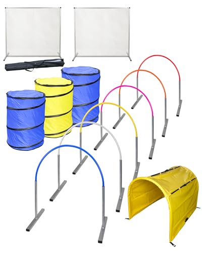 SPORTIKEL24 Hoopers-Set Profi - ALU - 6 Hoops mit ALU-Basis, 3 Tonnen, 2 Gates aus ALU, 1 Tunnel (Bunt) von SPORTIKEL24