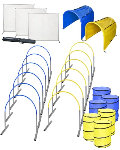 SPORTIKEL24 Hoopers Turnier-Set - ALU - 12 Hoops mit ALU-Basis, 6 Tonnen, 3 Gates aus ALU, 2 Tunnel (Bunt) von SPORTIKEL24
