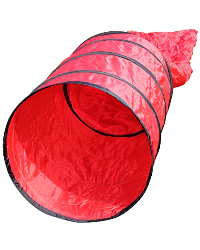 SPORTIKEL24 Sack-Tunnel – 380 cm lang, ø 60 cm – Agility-Tunnel mit Tragetasche – inkl. Bodenanker zur Befestigung – Spiel-Tunnel für Hundesport (Tunnel rot) von SPORTIKEL24