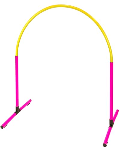 SPORTIKEL24 Superhund Hoopers Hoop – Kunststoff – Pinke Basis mit Bögen in 6 Farben – VDH-konform, flexibel, wetterfest (Pink/Gelb) von SPORTIKEL24