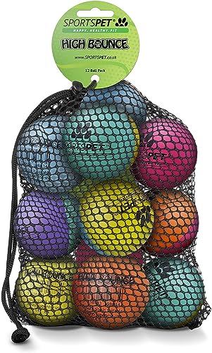SPORTSPET High Bounce Balls aus natürlichem Kautschuk für Hunde (Ø 60mm) (12er-Pack) von SPORTSPET
