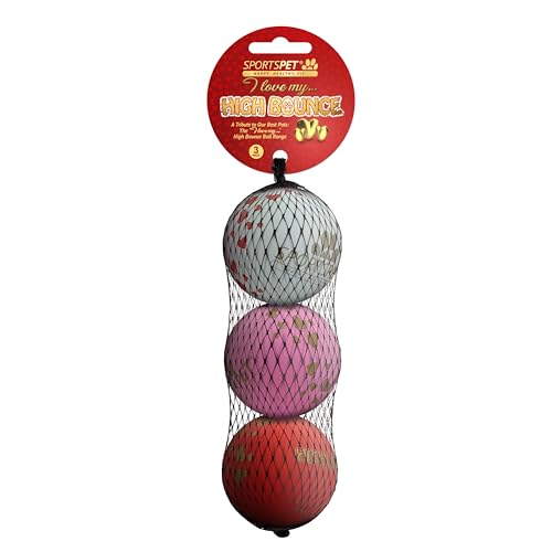 "SPORTSPET High Bounce Naturkautschuk-Hundebälle (I Love My... High Bounce) (3er-Pack) (60 mm) von SPORTSPET