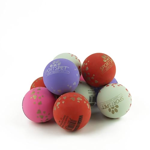 SPORTSPET High Bounce I Love My... Hundespielzeug, Naturkautschuk, 60 mm, 12 Stück von SPORTSPET