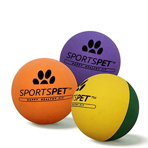 SPORTSPET Langlebige High Bounce Sport Bälle für Hunde 3er Pack von SPORTSPET