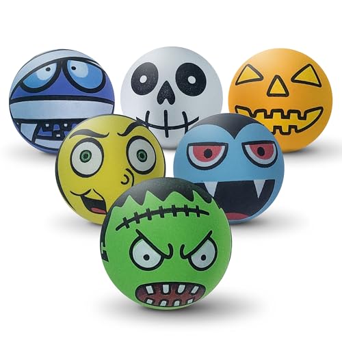 SPORTSPET Monsters High Bounce Hundebälle, 6 Stück, gruselige Charakter-Gummibälle für Hunde, ungiftig, schwimmt im Wasser, 60 mm für mittelgroße Hunde, Frankenstein, Hexe, Vampir und mehr von SPORTSPET
