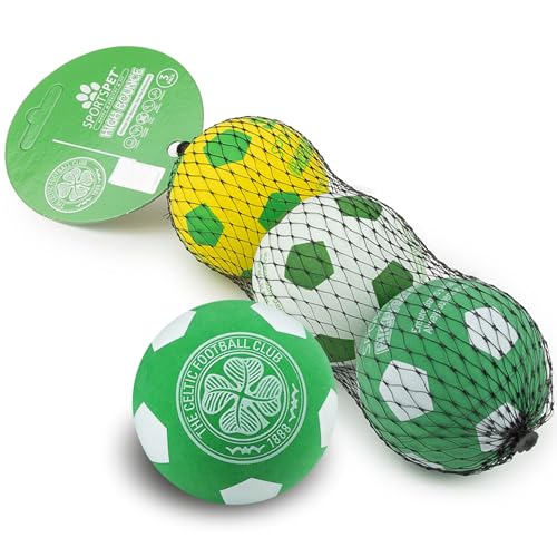 SPORTSPET x Celtic High Bounce Hundebälle | 3 Stück | Premium-Hundebälle aus Gummi zum Apportieren und Spielen | ungiftig, schwimmt im Wasser, offizielle Vereinsfarben, für kleine und mittelgroße SPORTSPET x Celtic High Bounce Hundebälle | 3 Stück | Premium-Hundebälle aus Gummi zum Apportieren und Spielen | ungiftig, schwimmt im Wasser, offizielle Vereinsfarben, für kleine und mittelgroße von SPORTSPET