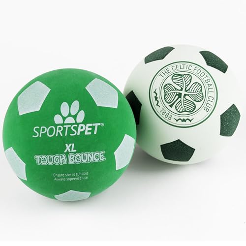 SPORTSPET x Celtic XL Tough Bounce Hundebälle, extra große Gummibälle für große Hunde, ungiftig, langlebig, schwimmt im Wasser, offizielle Vereinsfarben, 90 mm für große und kraftvolle Rassen, 2 Stück SPORTSPET x Celtic XL Tough Bounce Hundebälle, extra große Gummibälle für große Hunde, ungiftig, langlebig, schwimmt im Wasser, offizielle Vereinsfarben, 90 mm für große und kraftvolle Rassen, 2 Stück von SPORTSPET