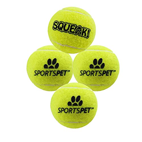 SPORTSPET Tennisbälle für Hunde, quietschend, 4 Stück von SPORTSPET