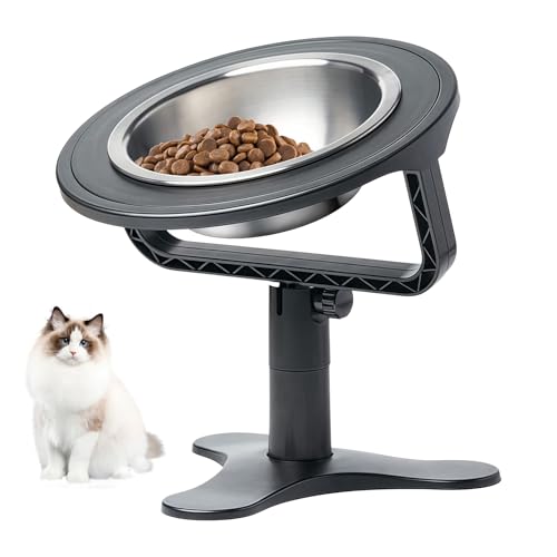 SPORWAY Erhöhte Hundenapf: Futterstation Hund, 3 Höhen Erhöhter Hundenapf, Futterstation mit 350ML Edelstahl Fressnapf, für Kleine Medium Hunde & Katzen, Katzen Hunde Napfset(Schwarz) von SPORWAY