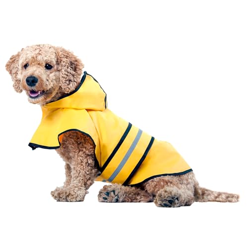 Ethical Pet Hunde-Regenmantel für kleine Hunde, Regenjacke mit Kapuze, 100% Polyester, wasserdicht, Gelb mit grauen reflektierenden Streifen, perfekte Regenkleidung für Ihr Haustier, N/A, Small, gelb Ethical Pet Hunde-Regenmantel für kleine Hunde, Regenjacke mit Kapuze, 100% Polyester, wasserdicht, Gelb mit grauen reflektierenden Streifen, perfekte Regenkleidung für Ihr Haustier, N/A, Small, gelb von SPOT